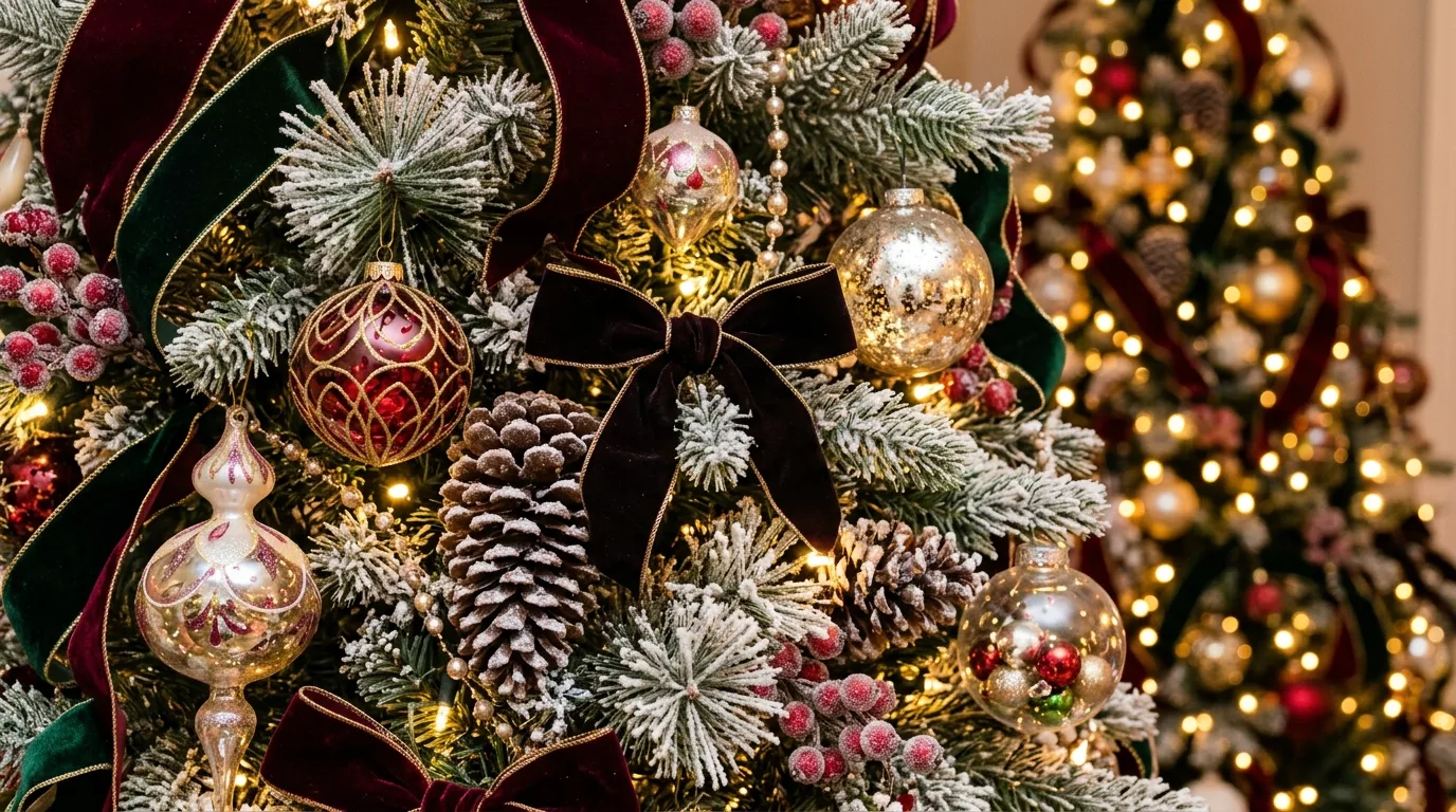 Add string lights for a gentle festive glow inspiration for a Christmas bedroom.